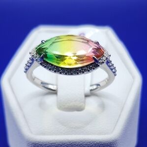Watermelon Tourmaline Bomb Party Sterling Club Ring